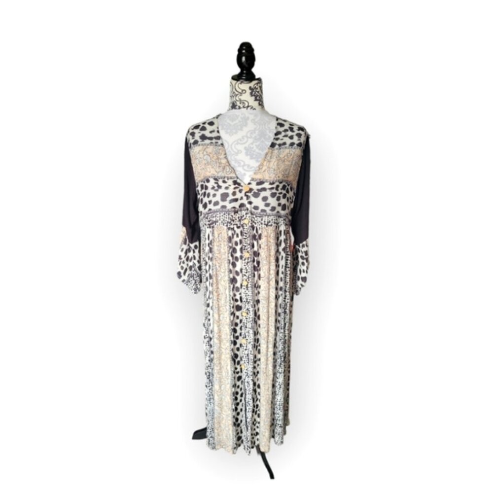 Miss Nikky Animal Print Flowy Bell Sleeve Maxi Dress NWT Sz M